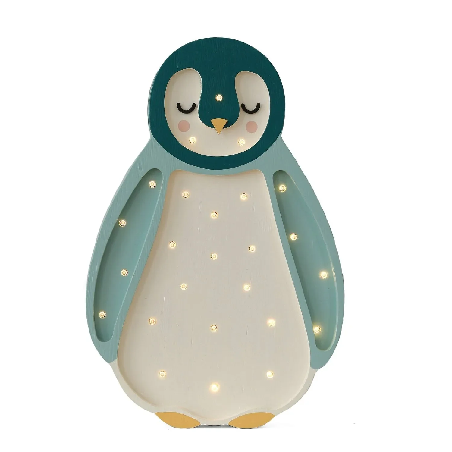 "Little Lights lampka nocna dla dzieci Pingwin, 100% naturalna sosna, kolor: turkusowy zielony image"
