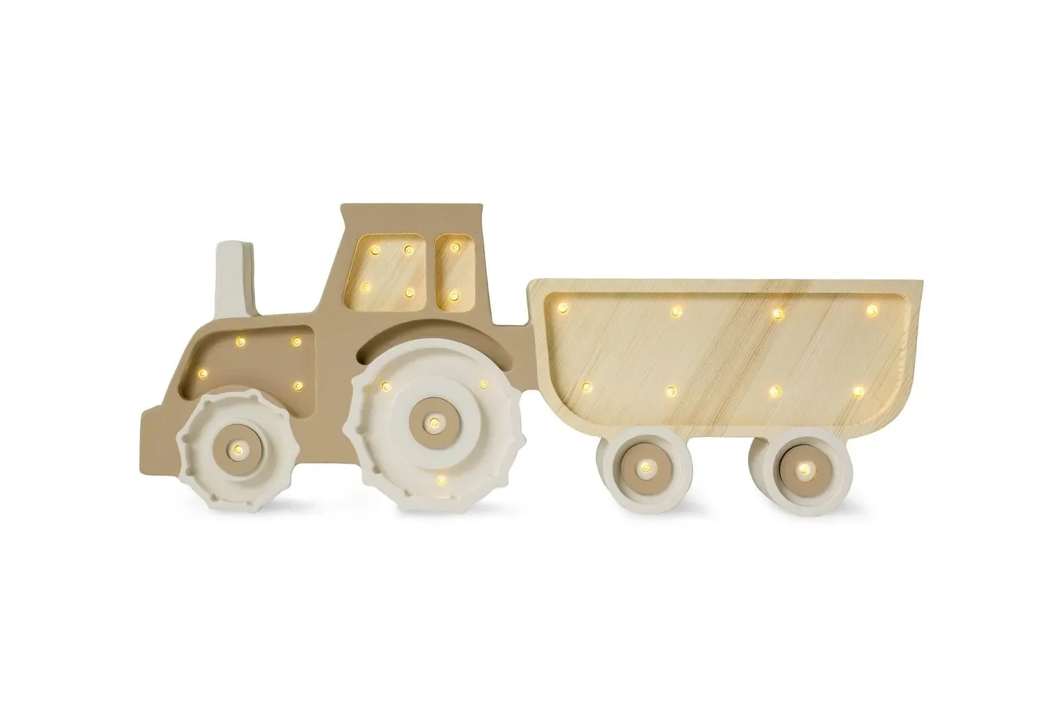 "Little Lights Dziecięca lampka nocna, Traktor – 100% naturalne drewno sosnowe, kolor: kawa-śmietanka image"