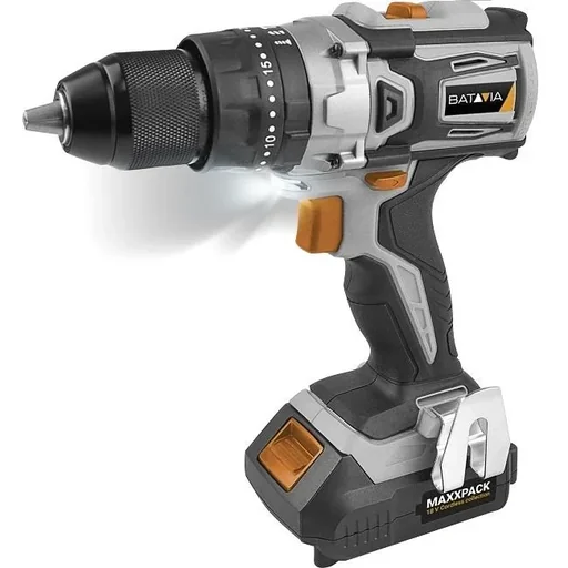 "18V LI-ION ACCUCTORBOORMACHINE (BRUSHLESS MOTOR) Including 2.0 AH battery, quick charger, in case MAXXPACK COLLECTION image"