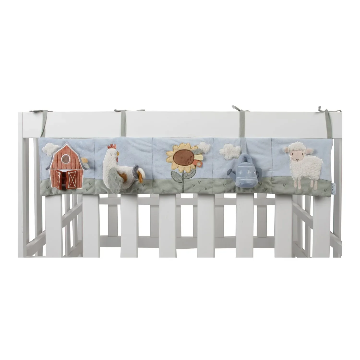 "Little Dutch Książeczka materiałowa z aktywnościami do kojca, zabawka do zawieszenia – Little Farm, z grzechotką, lusterkiem i efektami szeleszczącymi image"