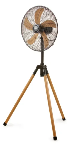 "Pedestal fan in wood look image"