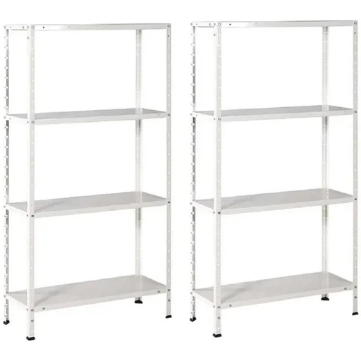 "2 metal storage racks with 4 shelves - 200kg capacity - (HxWxD) 145x72.5x30cm - 50kg per shelf image"