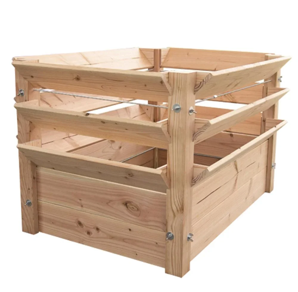 "Podwyższona grządka Premium XXL, 91×90,5×73 cm, naturalna – drewno modrzewiowe FSC, przyjazna dla pleców image"
