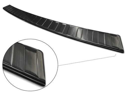 "Stainless steel loading sill protector, VW Transporter T6-135.9cm, '15-'19> graphite/black, OEM quality, brushed image"