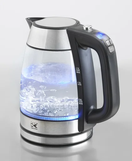 "Glass kettle with digital temperature control image"