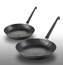 Wrought iron frying pan, with high rim and hooked handle, Ø 24 x 4 cm