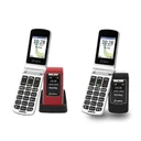 Large-button flip phone 4G with emergency call button, USB-C port, black