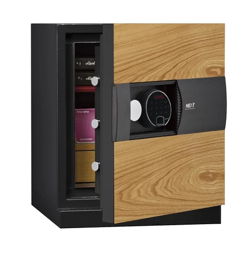 "NEXT document protection safe, external dimensions 880 x 500 x 550 mm, oak look image"