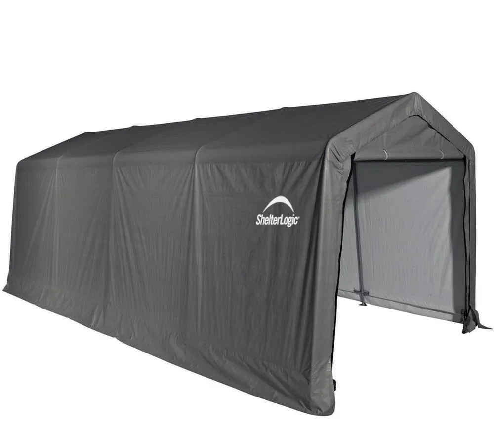 Garaż foliowy 23,8 m², zielony, 390×610 cm – Garage-in-a-Box, rama stalowa DuPont, odporny na warunki atmosferyczne