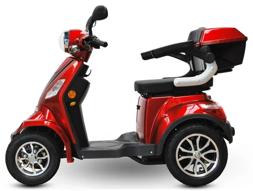 "E-scooter red - 4 wheels - 25 km/h - senior mobile image"