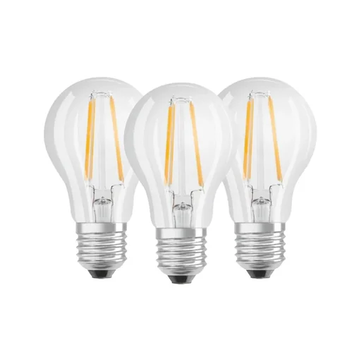 "BASE FILAMENT LED lamp with 7 watts, E27, warm white, clear - 3 pieces image"