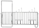 Fence section with door and feeding places, long, for modular fence housing