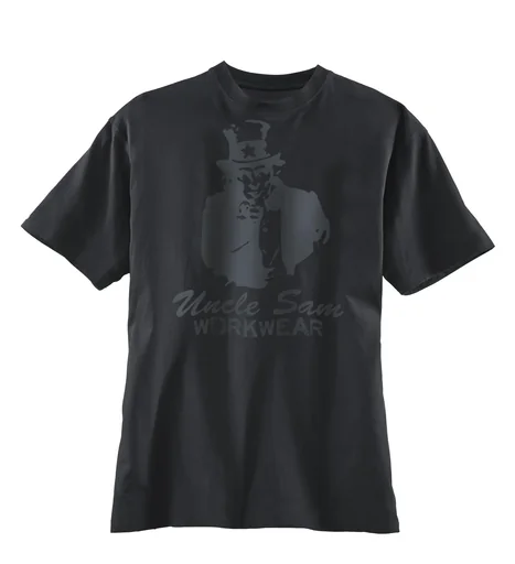 "Round-neck T-shirt with front print, anthracite/black, size M image"