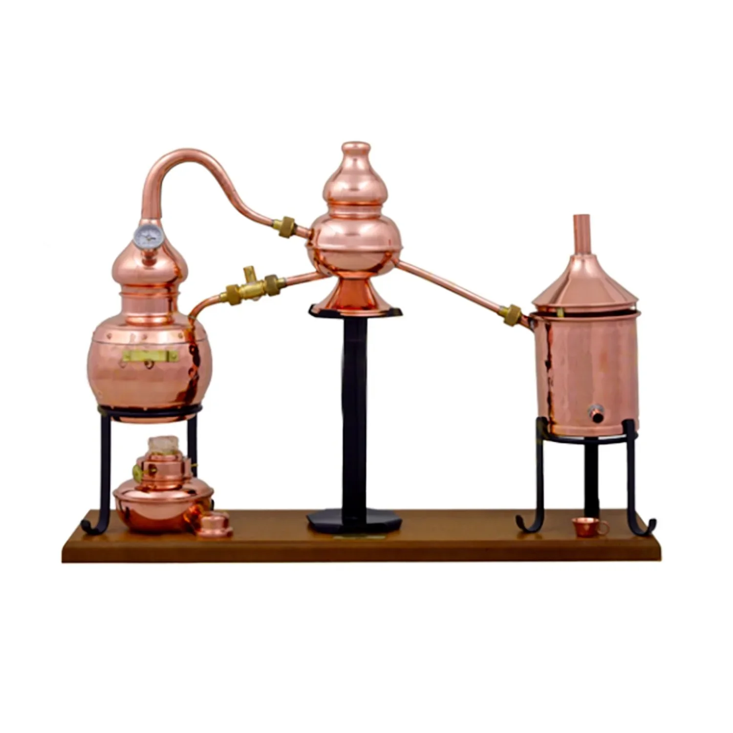 "Destylator, Alembik, Aparat do destylacji - Charentais Premium, Miedziana, z palnikiem spirytusowym i termometrem, 0,7 litra image"