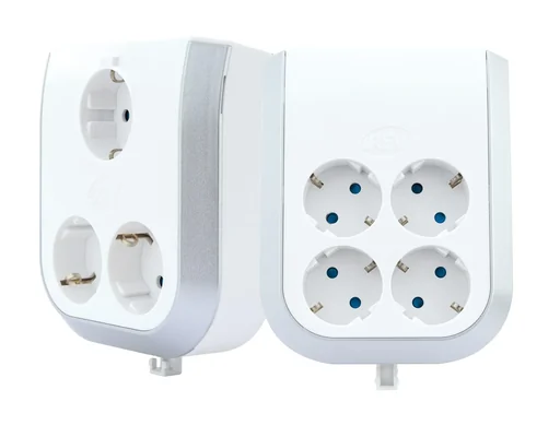 "4-way socket extension in elegant design with child protection image"