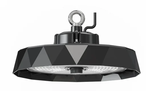 "The LED HighBay PRO with diamond design offers 200 W, 30000 lm, 5000 K, IP65 protection, Philips power supply & Lumileds LED image"