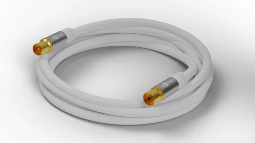 "TV antenna cable 135 dB, 4x shielded, 10 m, white, gold-plated, coaxial socket > coaxial plug (70325) image"