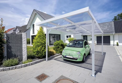 "Carport Premium, white, 3094 x 5620 mm - Acrylic multi-wall panels 16 mm, bronze image"
