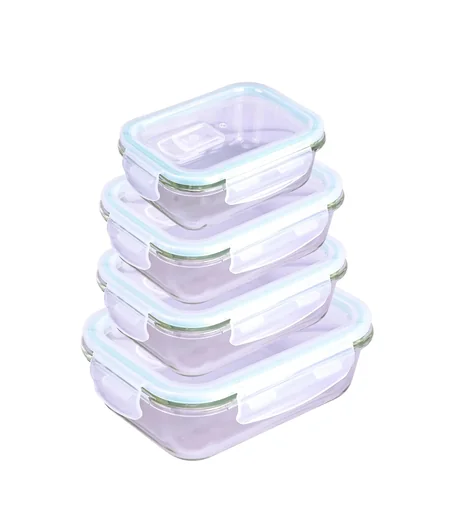 "Glass food storage container with microwave lid, rectangular, 1000 ml image"