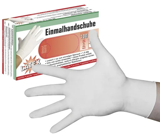 "Latex gloves, lightly powdered, size XL, 100 pieces. image"