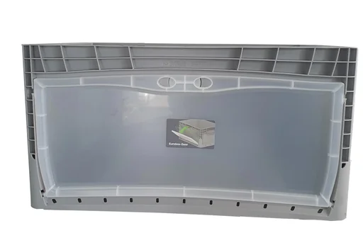 "Euro-standard container, 600 x 400 x 320 mm, grey with transparent removal flap image"
