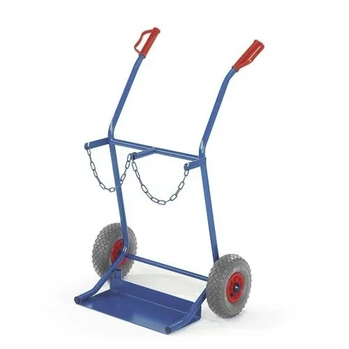 "Steel cylinder trolley with solid rubber tires 250 mm for 2 large cylinders image"