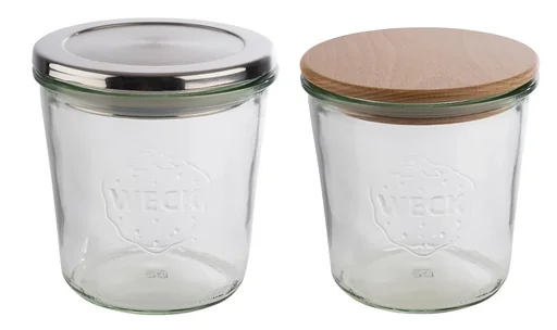 "Weck jars with APS lid, set of 2: 2 jars: Ø11 cm x 11 cm, 580 ml + stainless steel lid with silicone seal image"