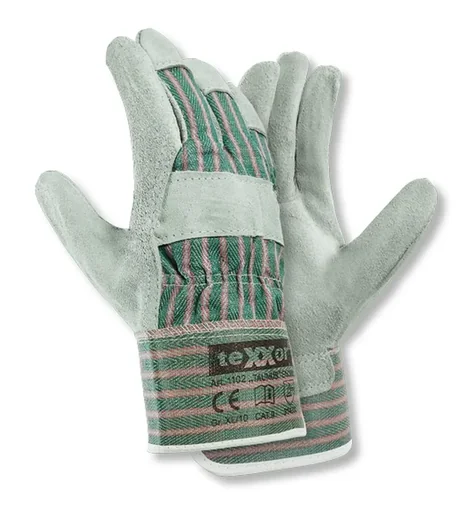 "Cowhide split leather gloves Taunus green/red size 10 image"