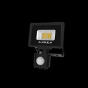 LED floodlight in black with motion detector offers 20 W, 3000 K (warm white), 2000 lm & IP65 protection