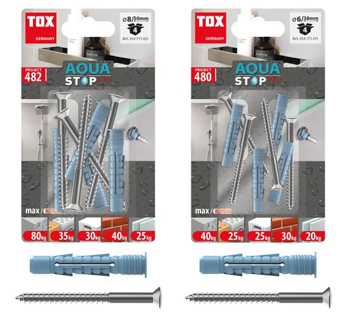 "All-purpose dowel Aqua Stop Pro 6 x 38 mm + lens head screw 4 x 50 mm, 4 pieces image"
