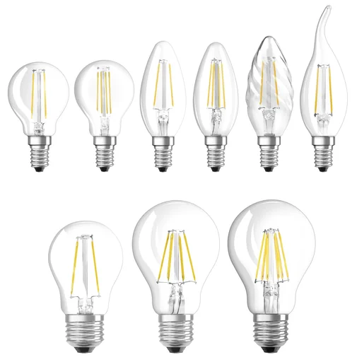 "LED STAR FILAMENT lamp with 10 watts, E27, cool white, clear image"
