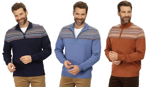 "Sweater with Norwegian pattern, color brown, size 3XL image"