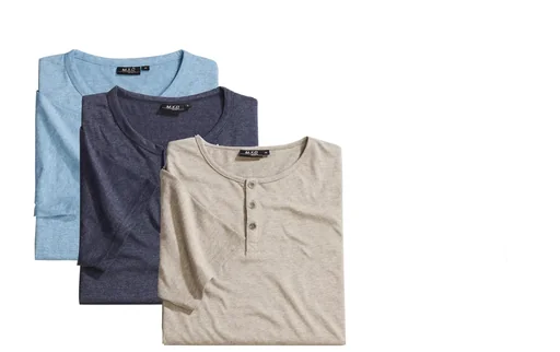 "T-shirt with button placket, color navy/melange, size M image"
