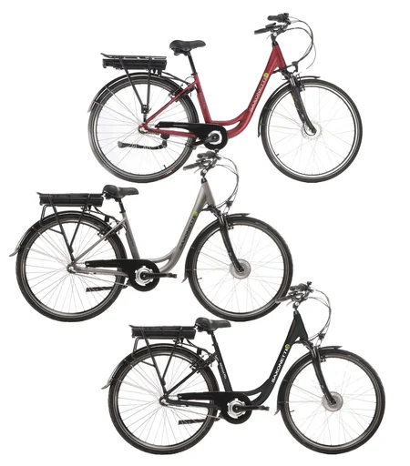"Unisex City E-Bike 28 inches, frame height 45 cm, 3-speed hub gear, matte black, Berlin image"