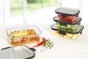 Glass storage containers with stainless steel click lid, 6 pieces, 370/620/1000 ml - food storage containers! Glass containers!