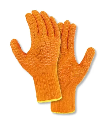 "Chunky knit gloves CRISS CROSS orange, 5 pairs, size 10 image"