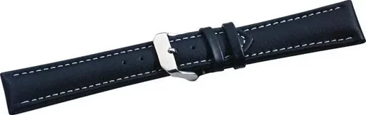"Leather strap black & white quilted seam 180 mm long/ 20 mm lug width image"