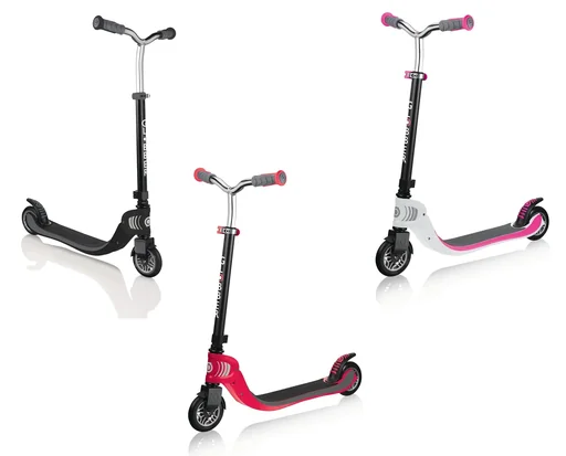 "FLOW FOLDABLE 125, kick scooter, 125 mm, ABEC 5, height adjustable, folding mechanism, black-red image"