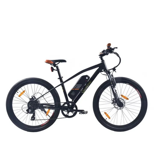 "Unisex E-Racing Mountain Bike 27.5 inches, 7-speed derailleur, black-orange, R6 image"