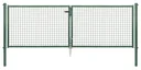 Double gate set with corrugated mesh including posts 3 x 1 m green