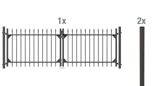 "Double gate set Chaussee including posts 3 x 1 m anthracite matt image"