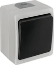 Surface-mounted damp room heating emergency switch with lens and inserted glow lamp