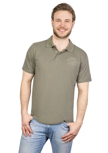 "Polo shirt with button placket, color khaki, size XL image"