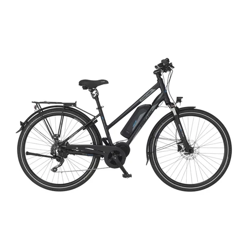 "Women's E-Bike Trekking, 28 inches, frame size 49 cm, 10-speed derailleur, matte black, VIATOR ETD 1861 image"