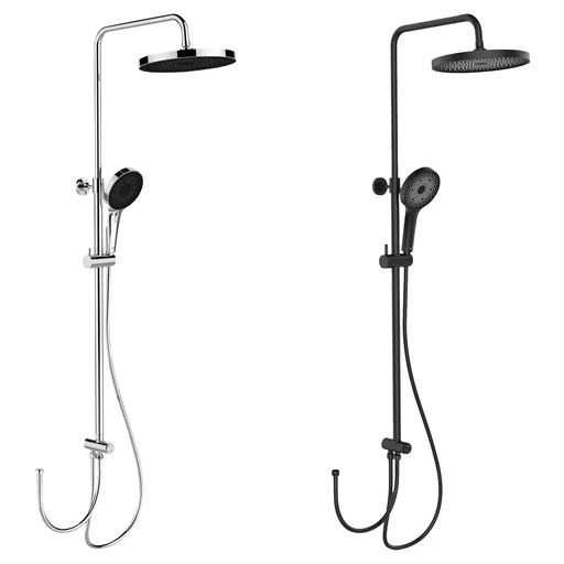 "Softwater Black shower system - easy connection to existing fittings or wall connection elbow image"