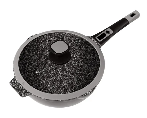"Cast aluminum frying pan MOONSCAPE, Ø 28 cm with click handle and glass lid image"