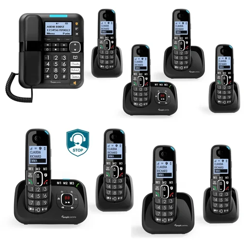 "Cordless large button telephone with 2 handsets image"