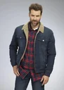 Denim jacket with teddy lining, color denim blue, size 2XL