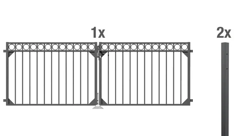 "Double gate set Circle including posts 3 x 1 m anthracite matt image"