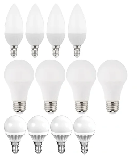 "LED bulb in light bulb shape, 9 watts, E27, warm white, 3 pieces + 1 piece FREE image"